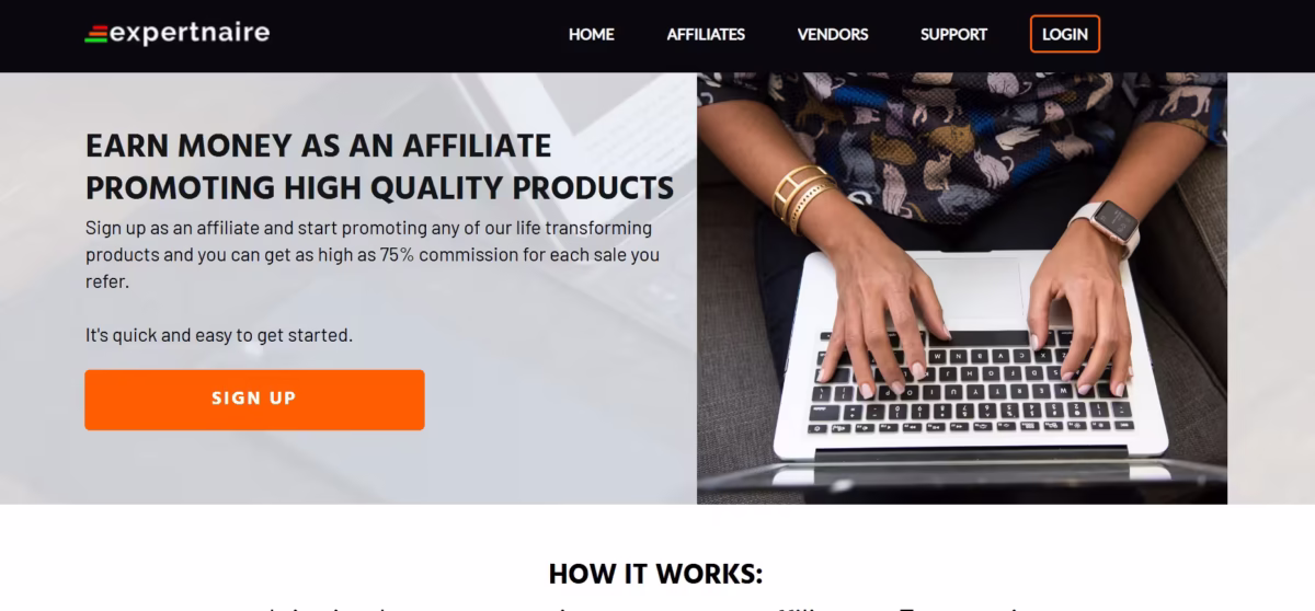 Expertnaire affiliate program website